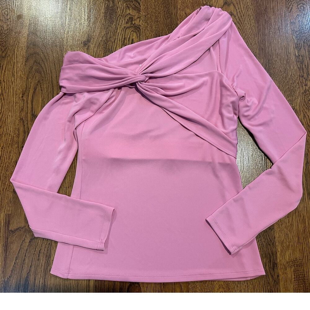 Cinq À Sept Women's Zaya One Shoulder Twist Top Baby Pink Size Medium NWT